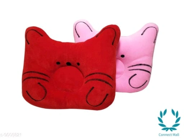 Cat Pillow For Baby - Red And Pink, Pack  of 2